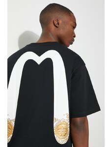 Pamučna majica Evisu Seagull + Daicock & Kamon Gold print za muškarce, boja: crna, s tiskom, 2ESHTM4TS7071