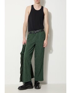 Pamučne hlače Corridor Floral Embroidered Trouser boja: zelena, ravni kroj, TR0076