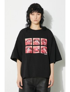 Pamučna majica Fiorucci Mouth Print Padded T-Shirt za žene, boja: crna, M01FPTSH105CJ01BK01