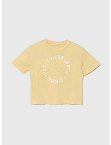Dječja pamučna majica kratkih rukava Guess boja: žuta