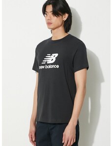 Pamučna majica New Balance Sport Essentials za muškarce, boja: crna, s tiskom, MT41502BK