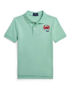 Pamučna polo majica Polo Ralph Lauren boja: zelena, bez uzorka