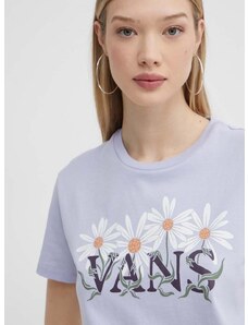 Pamučna majica Vans za žene, boja: ljubičasta