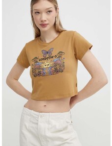 Pamučna majica Converse za žene, boja: smeđa