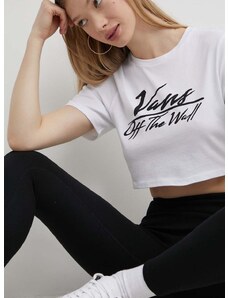 Pamučna majica Vans za žene, boja: bijela