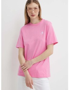 Pamučna majica Converse boja: ružičasta, bez uzorka