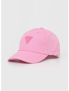 Pamučna kapa sa šiltom za bebe Guess boja: ružičasta, s aplikacijom