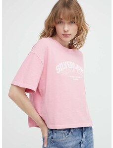 Pamučna majica The Kooples za žene, boja: ružičasta, FTSC28026K
