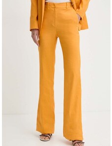 Lanene hlače Marella boja: narančasta, trapez, visoki struk, 2413131132200