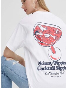 Pamučna majica On Vacation Skinny Dippin' Cocktail Sippin' boja: bijela, s tiskom, OVC T151