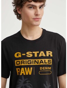 Pamučna majica G-Star Raw za muškarce, boja: crna, s tiskom, D24681-336