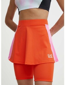 Sportska suknja EA7 Emporio Armani Tennis Pro boja: narančasta, mini, širi se prema dolje