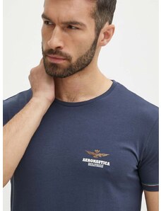 Majica kratkih rukava Aeronautica Militare za muškarce, boja: tamno plava, s tiskom, AM1UTI003