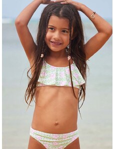 Dječji dvodijelni kupaći kostim Roxy HIBILINE FLUTTE boja: zelena