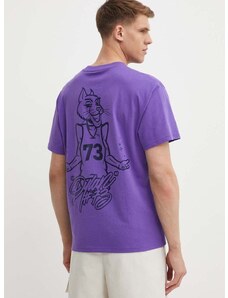 Pamučna majica Puma za muškarce, boja: ljubičasta, s tiskom, 625271