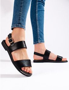 Shelvt Women's flat sandals black