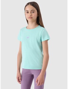 4F Girl's plain organic cotton T-shirt - mint