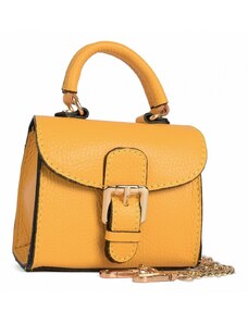 Luksuzna Talijanska torba od prave kože VERA ITALY "Jiny", boja žuta, 11x12cm