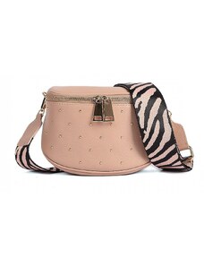 Luksuzna Talijanska torba od prave kože VERA ITALY "Tratoria", boja puderasto ružičasta, 13x23cm