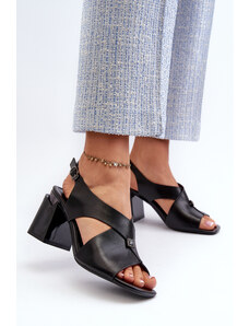 Kesi Elegant women's high-heeled sandals, eco leather, black Asellesa