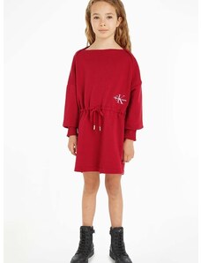Dječja haljina Calvin Klein Jeans boja: crvena, mini, širi se prema dolje