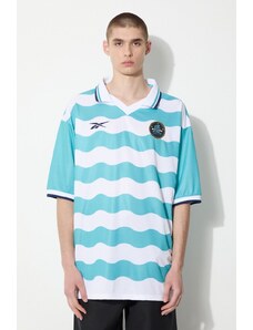 Polo majica Reebok LTD Soccer Tee za muškarce, boja: tirkizna, s uzorkom, RMGB001C99FAB0014001