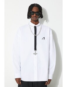 Pamučna košulja 1017 ALYX 9SM Oversized Logo Poplin Shirt za muškarce, boja: bijela, relaxed, s klasičnim ovratnikom, AAMSH0234FA01
