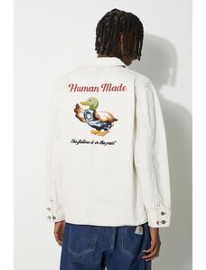 Jakna Human Made Garment Dyed Coverall Jacket za muškarce, boja: bež, za prijelazno razdoblje, HM27JK013