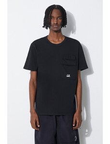 Pamučna majica C.P. Company Jersey Flap Pocket za muškarce, boja: crna, s tiskom, 16CMTS211A005697G