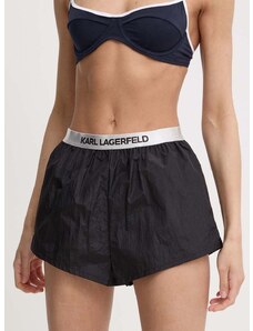 Kratke hlače Karl Lagerfeld za žene, boja: crna, bez uzorka, visoki struk