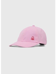 Pamučna kapa sa šiltom za bebe United Colors of Benetton boja: ružičasta, bez uzorka