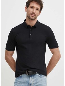 Pamučna polo majica Sisley boja: crna, bez uzorka