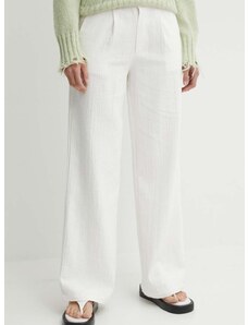 Pamučne hlače Résumé AnselRS Pant boja: bijela, ravni kroj, visoki struk, 20611125