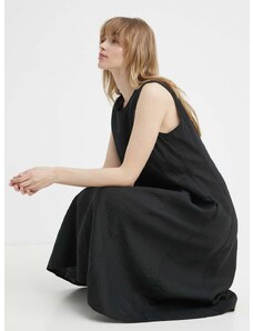 Lanena haljina Marc O'Polo boja: crna, mini, širi se prema dolje, 404064521131