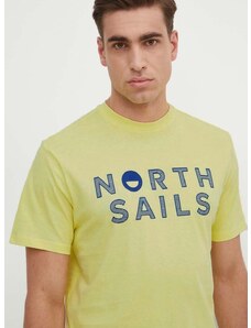Pamučna majica North Sails za muškarce, boja: žuta, s aplikacijom, 692973