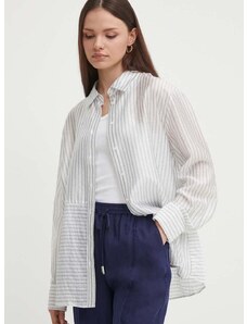 Košulja Sisley za žene, boja: bijela, relaxed, s klasičnim ovratnikom