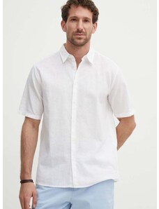 Lanena košulja Sisley boja: bijela, regular, s klasičnim ovratnikom