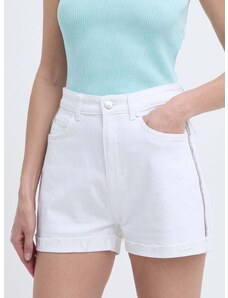 Traper kratke hlače Guess MANOLA za žene, boja: bijela, s aplikacijom, visoki struk, W4GD50 D5322