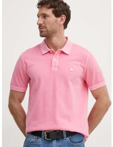 Pamučna polo majica United Colors of Benetton boja: ružičasta, bez uzorka