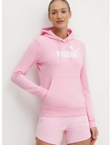 Dukserica Puma za žene, boja: ružičasta, s kapuljačom, s tiskom, 586797
