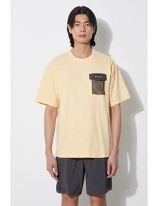 Pamučna majica Columbia Painted Peak za muškarce, boja: žuta, s aplikacijom, 2074481