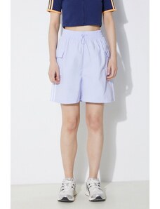 Kratke hlače adidas Originals 3S Cargo Shorts za žene, boja: ljubičasta, s aplikacijom, visoki struk, JH1075
