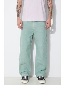 Pamučne hlače Human Made Garment Dyed Painter Pants boja: zelena, ravni kroj, HM27PT008