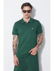Pamučna polo majica Lacoste boja: zelena, bez uzorka, DH2050