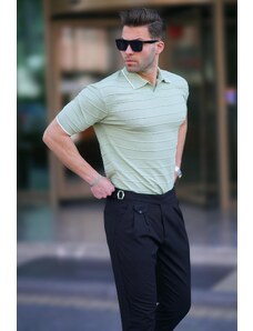 Madmext Mint Green Polo Neck Men's T-Shirt 6894