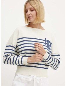 Pamučni pulover Lauren Ralph Lauren boja: bež, lagani, 200932970