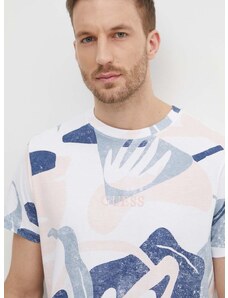 Pamučna majica Guess za muškarce, boja: bijela, s uzorkom, M4GI13 I3Z14