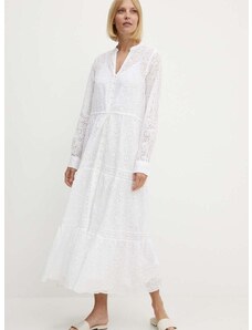 Pamučna haljina Polo Ralph Lauren boja: bijela, maxi, širi se prema dolje, 211935173