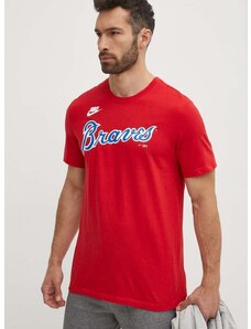 Pamučna majica Nike Atlanta Braves za muškarce, boja: crvena, s tiskom