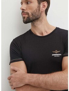 Majica kratkih rukava Aeronautica Militare za muškarce, boja: crna, s tiskom, AM1UTI003